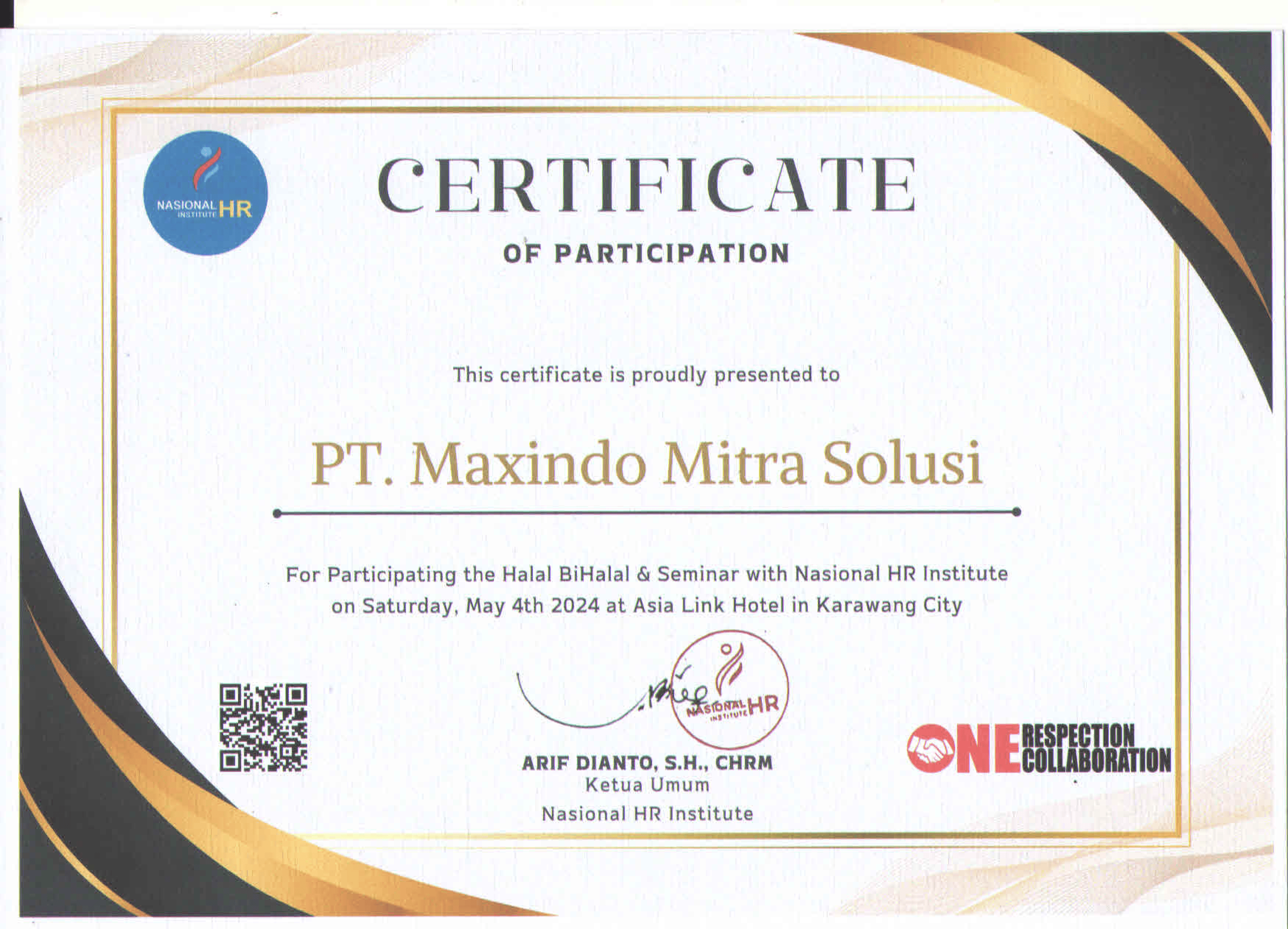 PT Maxindo berpartisipas dalam Halal Bihalal & Seminar dengan National HR Institute